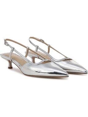 Sam Edelman Women's Toni Slingback Kitten Heels in Silver Size 8.5